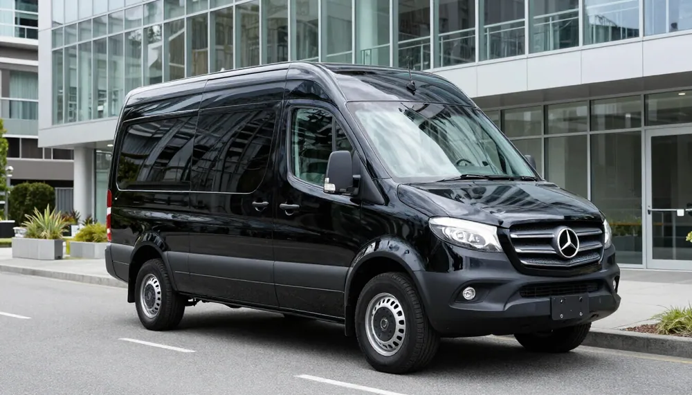Black passenger van for private group transportation